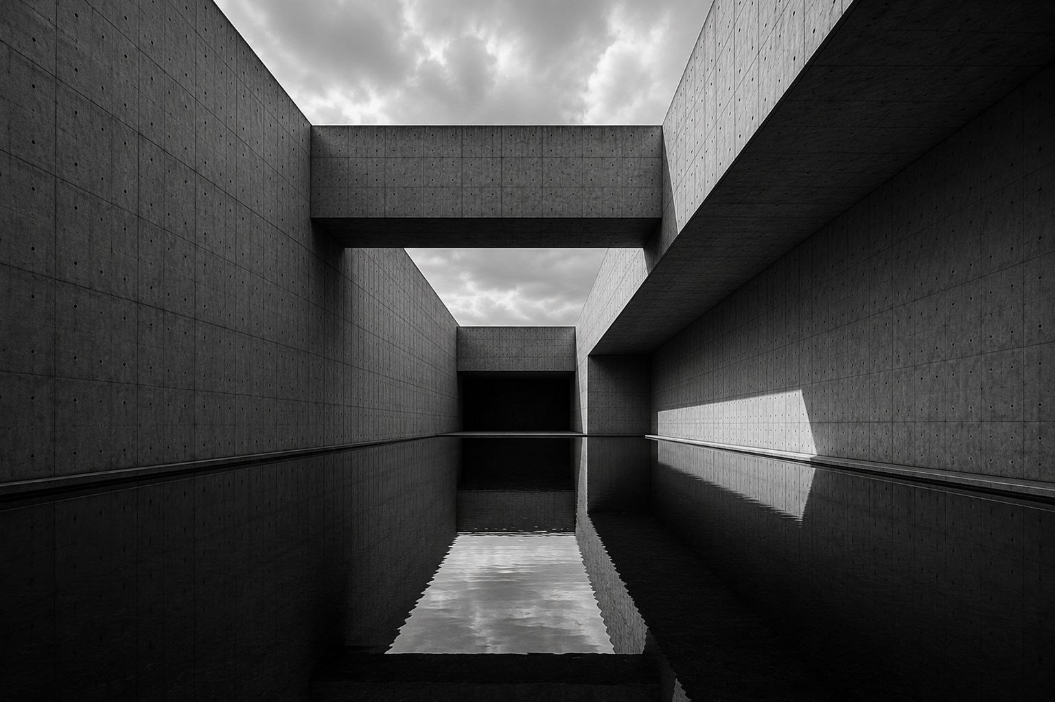 Monolithic brutalist concrete structure
