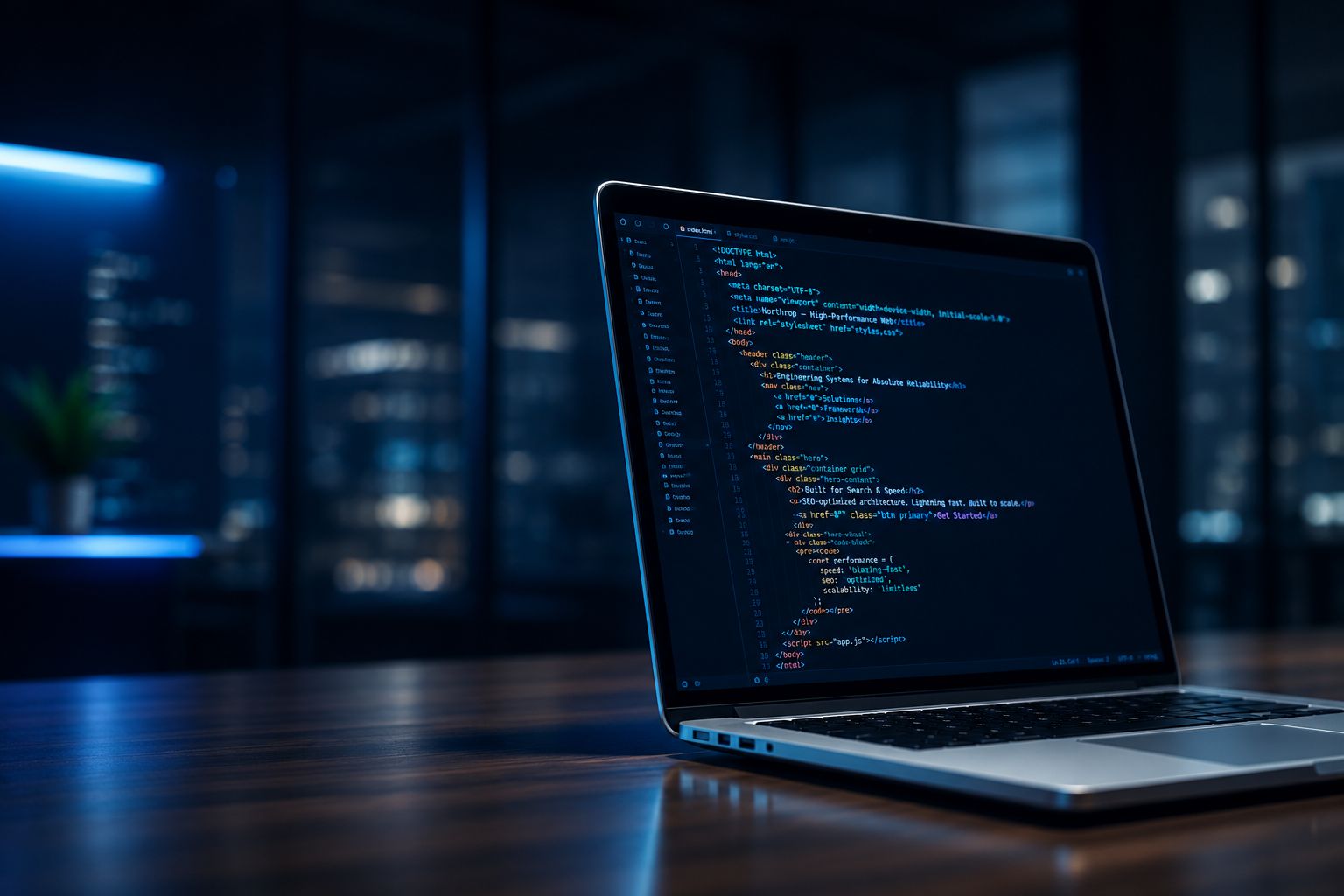 Sleek laptop screen showing code